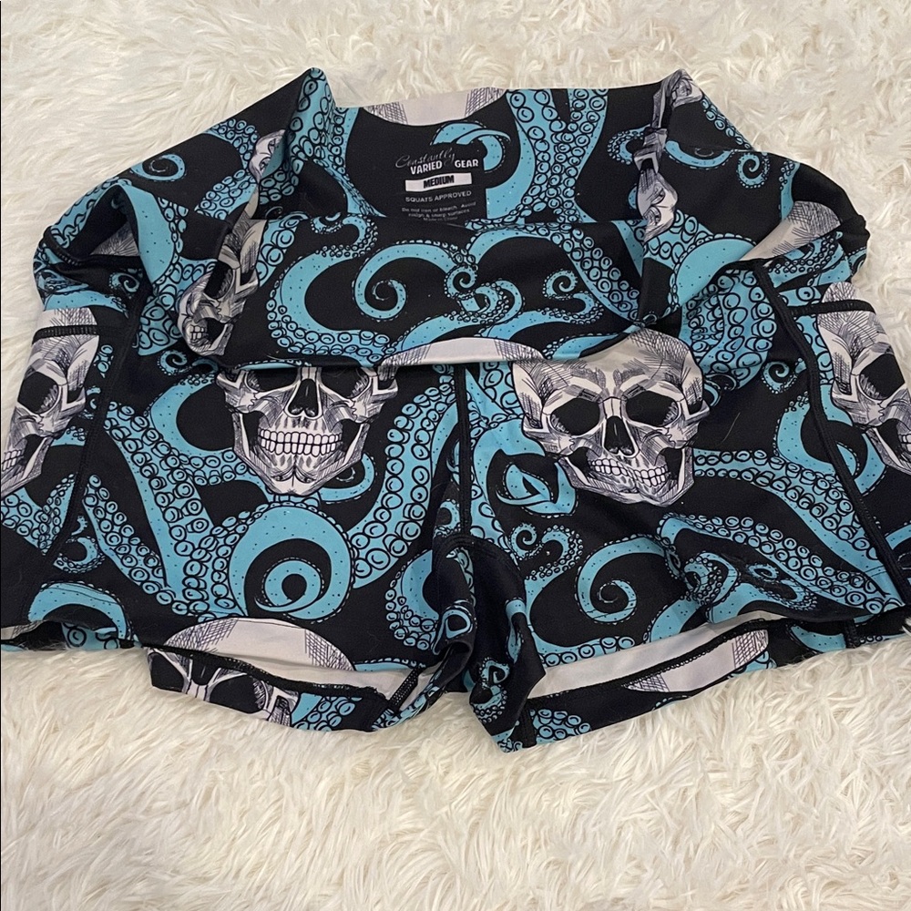 Constantly Varied Gear Black and Blue Skull Athletic Shorts